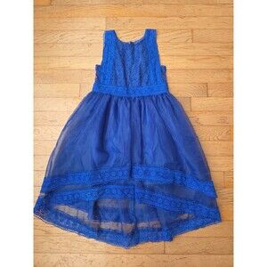 Trish Scully Child Delphine Dress Party Formal Gown Girls Sz 7 Royal Blue Hi-Lo